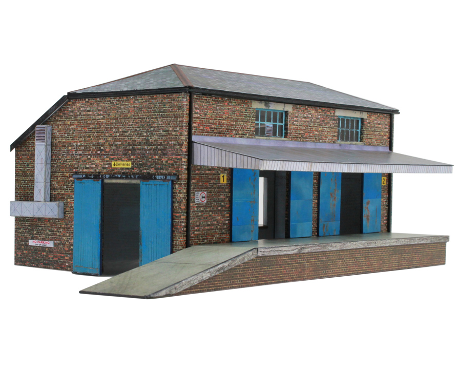 STORAGE SHED OO GAUGE 1 PIECE CASTING BRICK BUILT LOW RELIEF 3 BAY WEAREHOUSE 